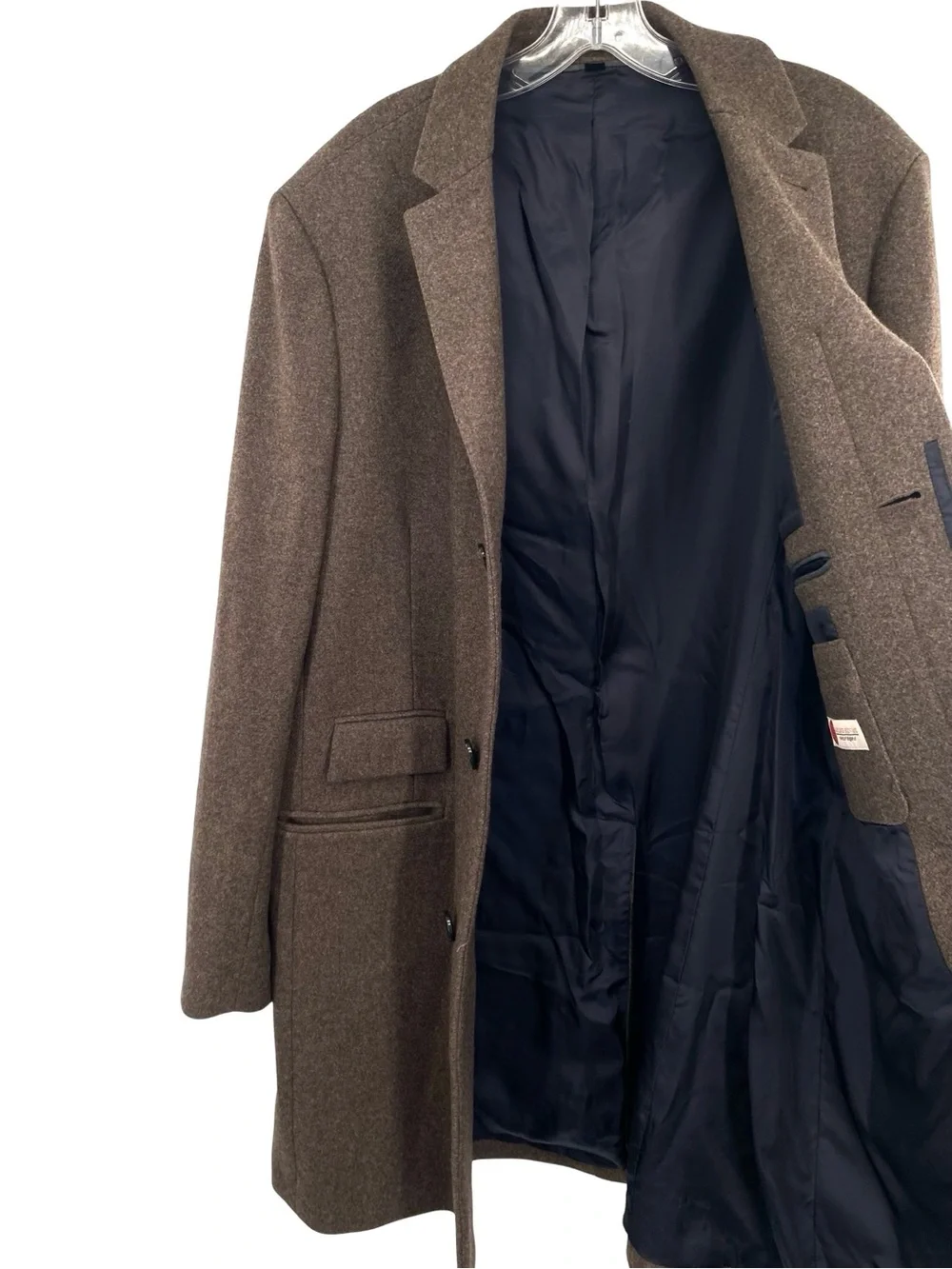 J. Crew Men’s Ludlow Marling & Evans Brown Wool Long Top Coat Size 44